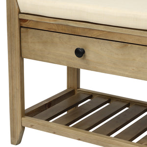 TREXM Shoe Rack with Cushioned Seat and Drawers
