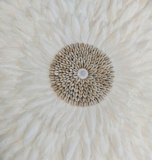 Feather Wall Hanging Juju Hat Decor with Shell or Mirror Center
