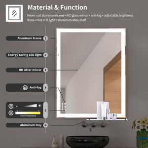 30x36 Inch LED Bathroom Vanity Mirror