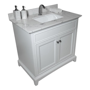 Montary 37-Inch Bathroom Vanity Top in Stone Carrara
