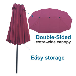 15Ft x 9Ft Double-Sided Patio Umbrella