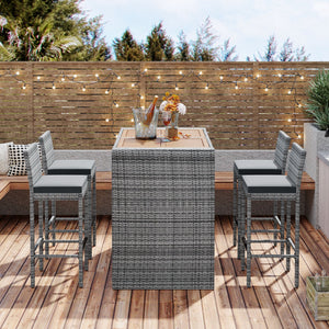 GO 5-Pieces Outdoor Patio Wicker Bar Set