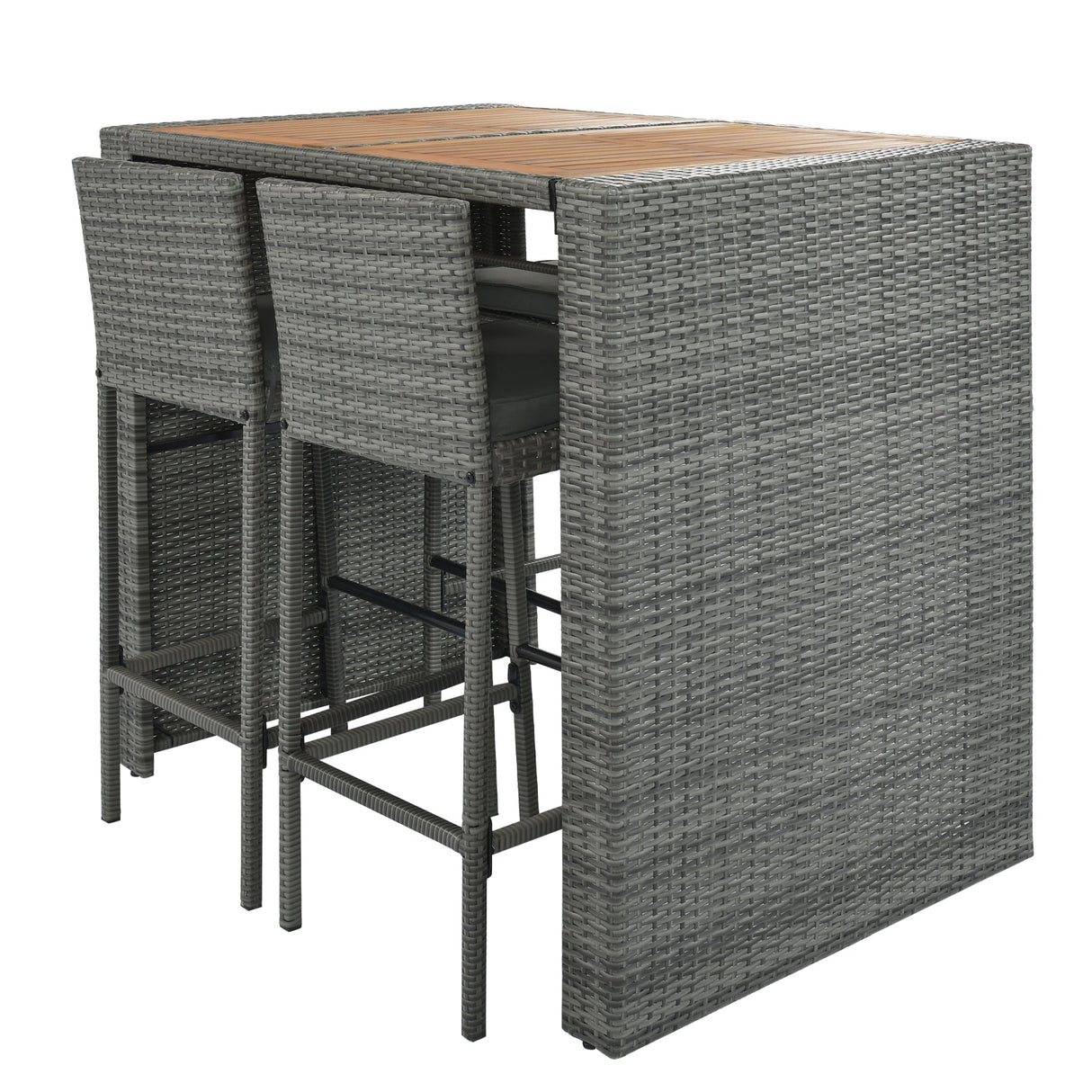 GO 5-Pieces Outdoor Patio Wicker Bar Set