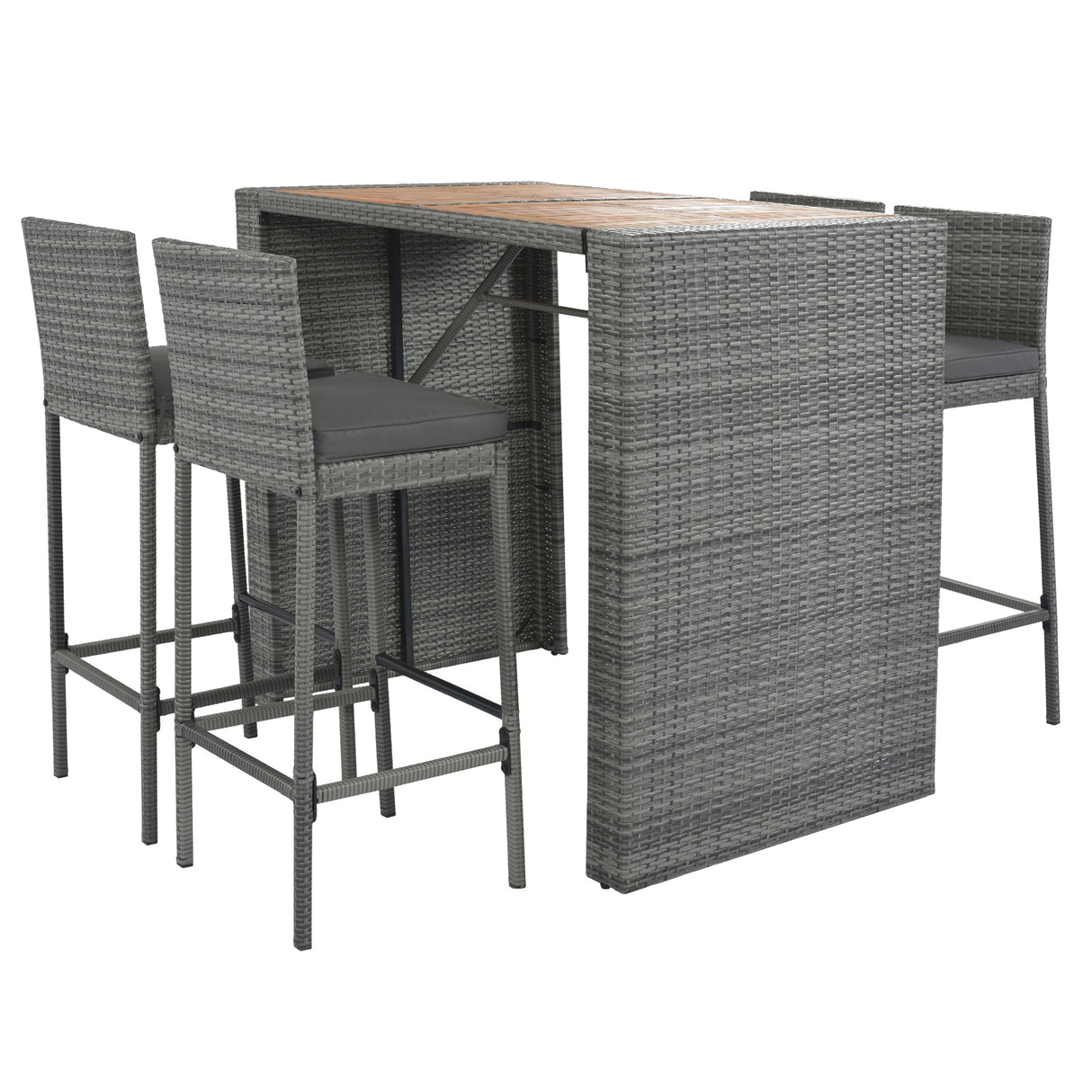 GO 5-Pieces Outdoor Patio Wicker Bar Set