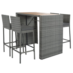 GO 5-Pieces Outdoor Patio Wicker Bar Set