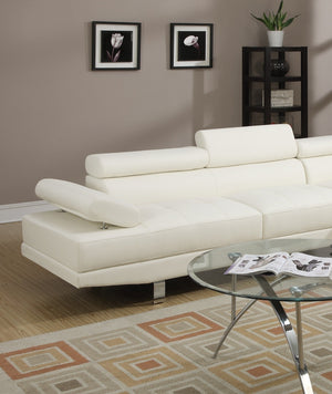 White Color Sectional Living Room Furniture Faux Leather