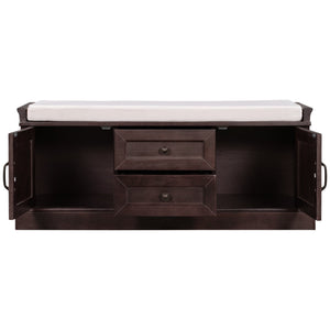 TREXM Storage Bench with 2 Drawers and 2 Cabinets