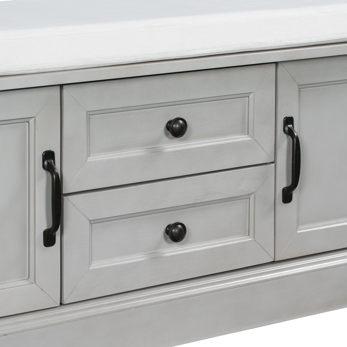 TREXM Storage Bench with 2 Drawers and 2 Cabinets