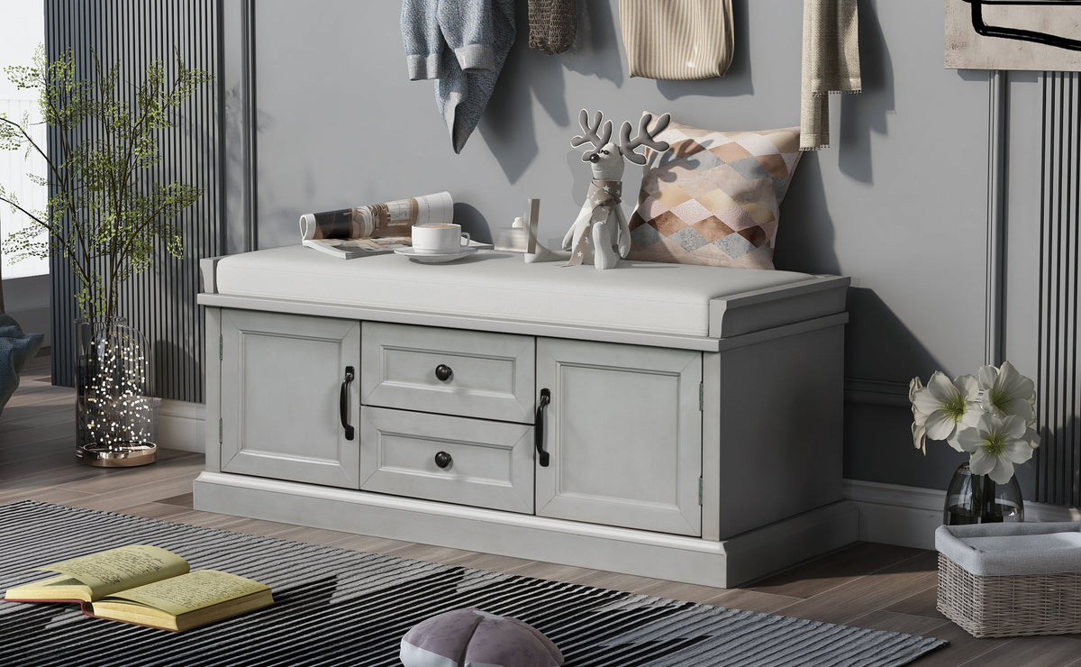 TREXM Storage Bench with 2 Drawers and 2 Cabinets