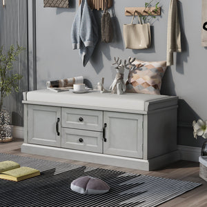 TREXM Storage Bench with 2 Drawers and 2 Cabinets
