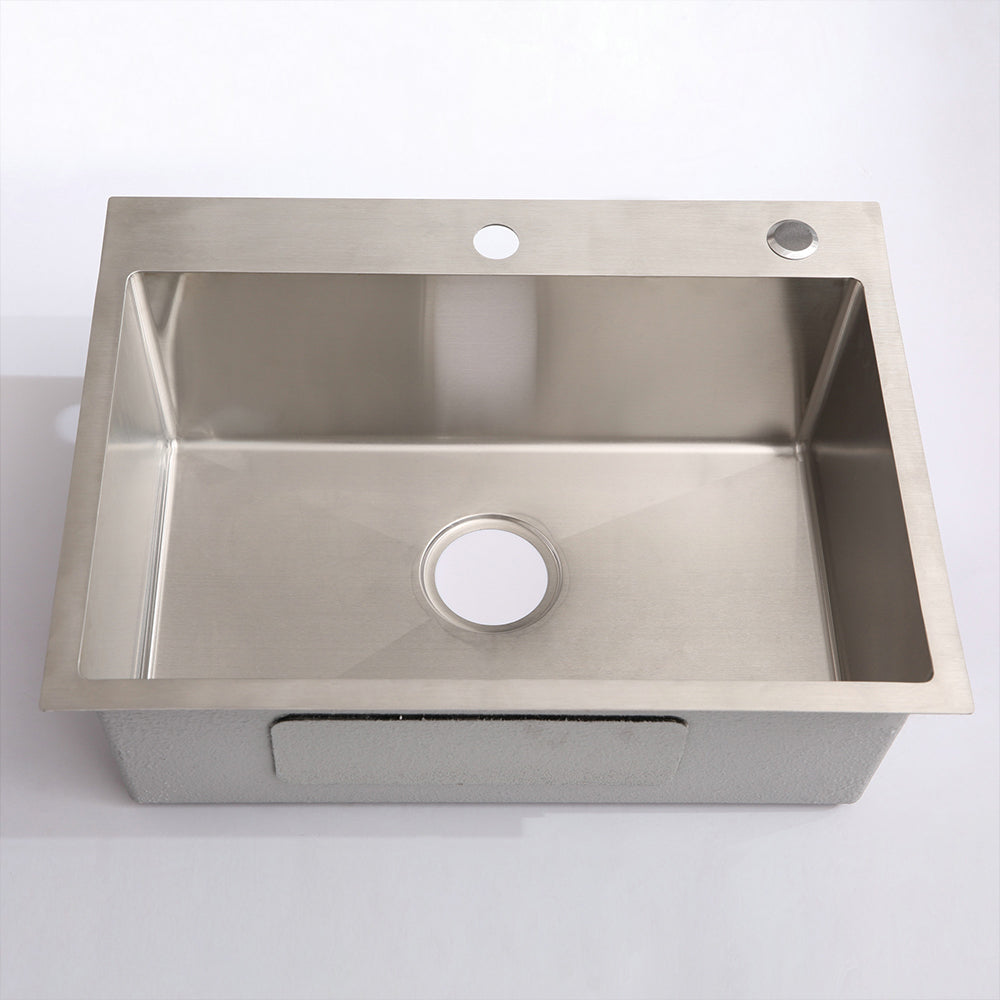 24in Stainless Steel Washing Sink with Faucet and Drain - Silver