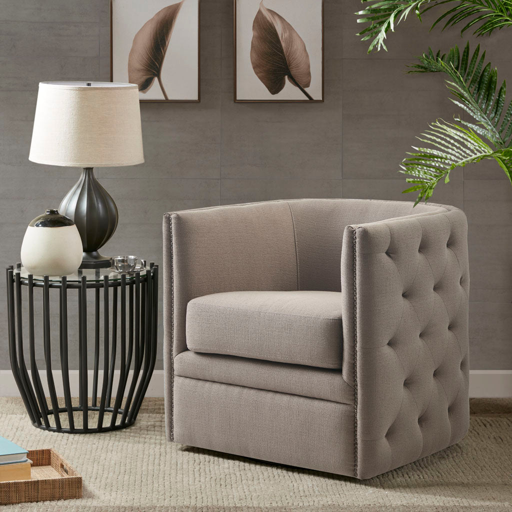Capstone Button Tufted Swivel Club Chair