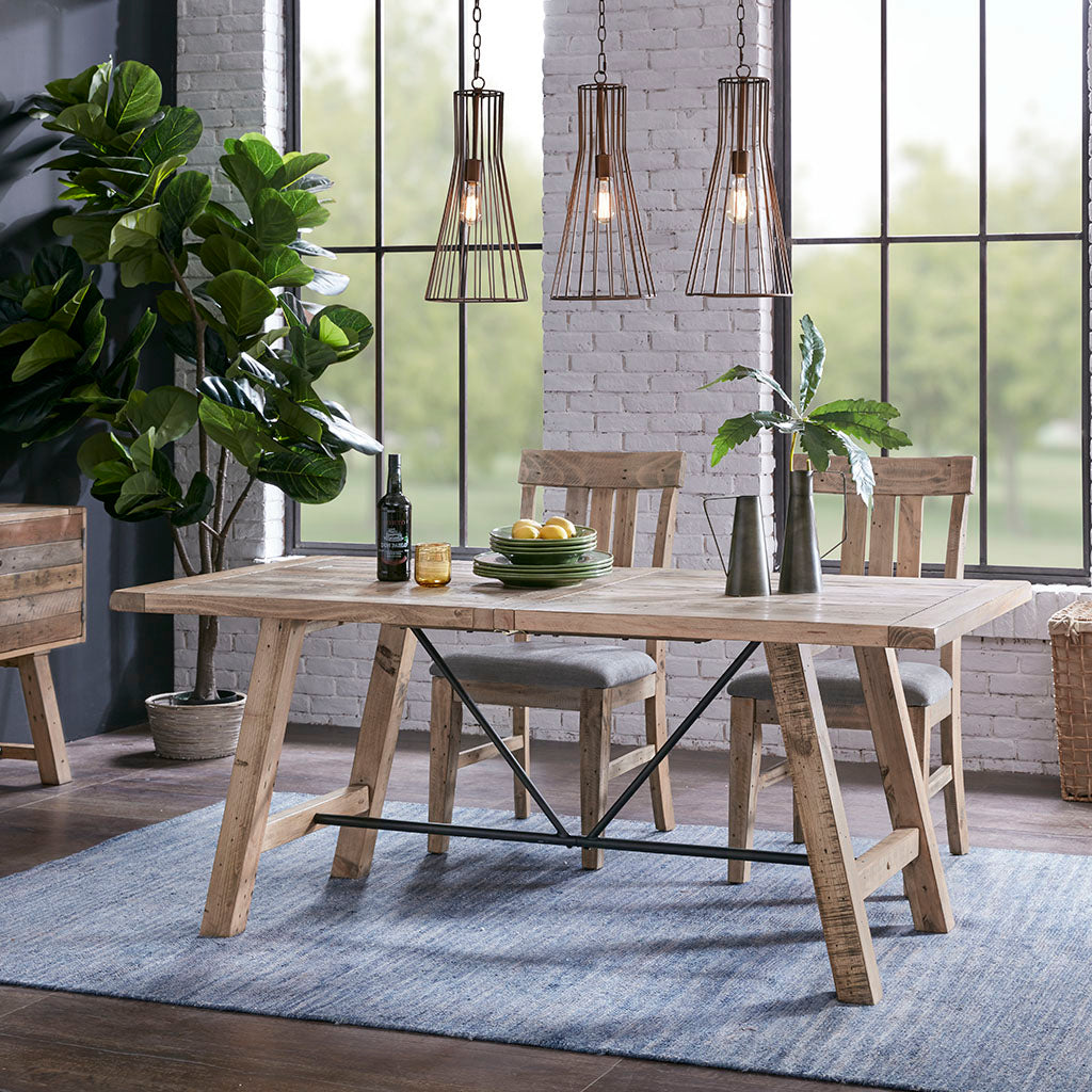 Sonoma Rustic Dining Table with Metal Support