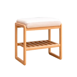 Natural Solid Wood Shoe Bench with High Rebound Sponge Cushion