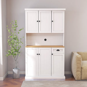 71" Kitchen Pantry Storage Cabinet with Microwave Oven Countertop