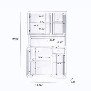 71" Kitchen Pantry Storage Cabinet with Microwave Oven Countertop