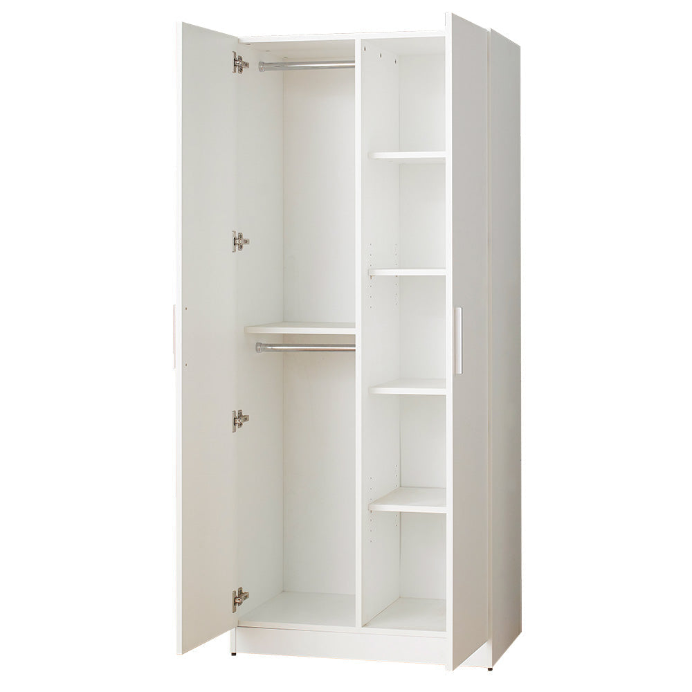 Viviane Contemporary Wood Closet with Hanging Bars and Five Shelves