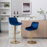 Chrome Footrest and Base Swivel Height Adjustable Mechanical Lifting Velvet Bar Stool, Set of 2