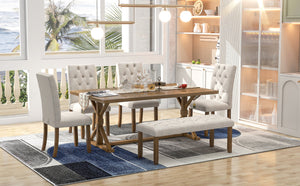 TREXM 6-Piece Farmhouse Dining Table Set