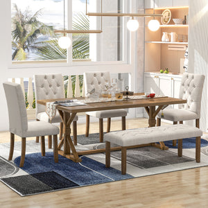 TREXM 6-Piece Farmhouse Dining Table Set