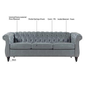 Rolled Arm Chesterfield 3 Seater Sofa