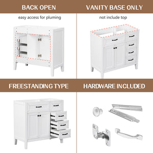 36" Bathroom Vanity Without Sink - Cabinet Base Only