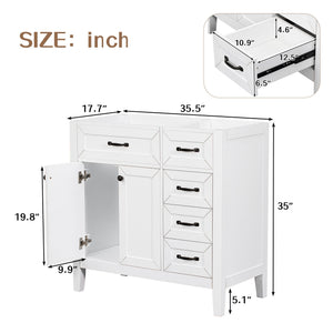 36" Bathroom Vanity Without Sink - Cabinet Base Only