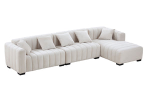L-Shape Sectional Sofa with Deep Tufted Velvet Upholstered Right Chaise Modular Sofa