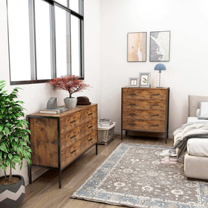 Industrial Style 6 Drawer Double Dresser