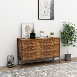 Industrial Style 6 Drawer Double Dresser
