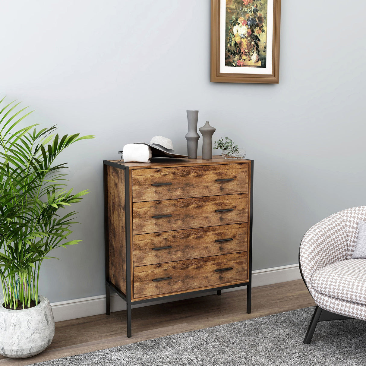 Industrial Style 4 Drawer Dresser