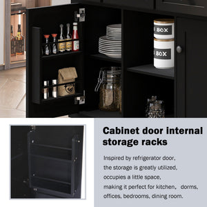 Rubber Wood Drop-Leaf Kitchen Cart with Storage