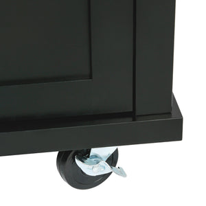 Rubber Wood Drop-Leaf Kitchen Cart with Storage