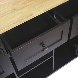 Rubber Wood Drop-Leaf Kitchen Cart with Storage