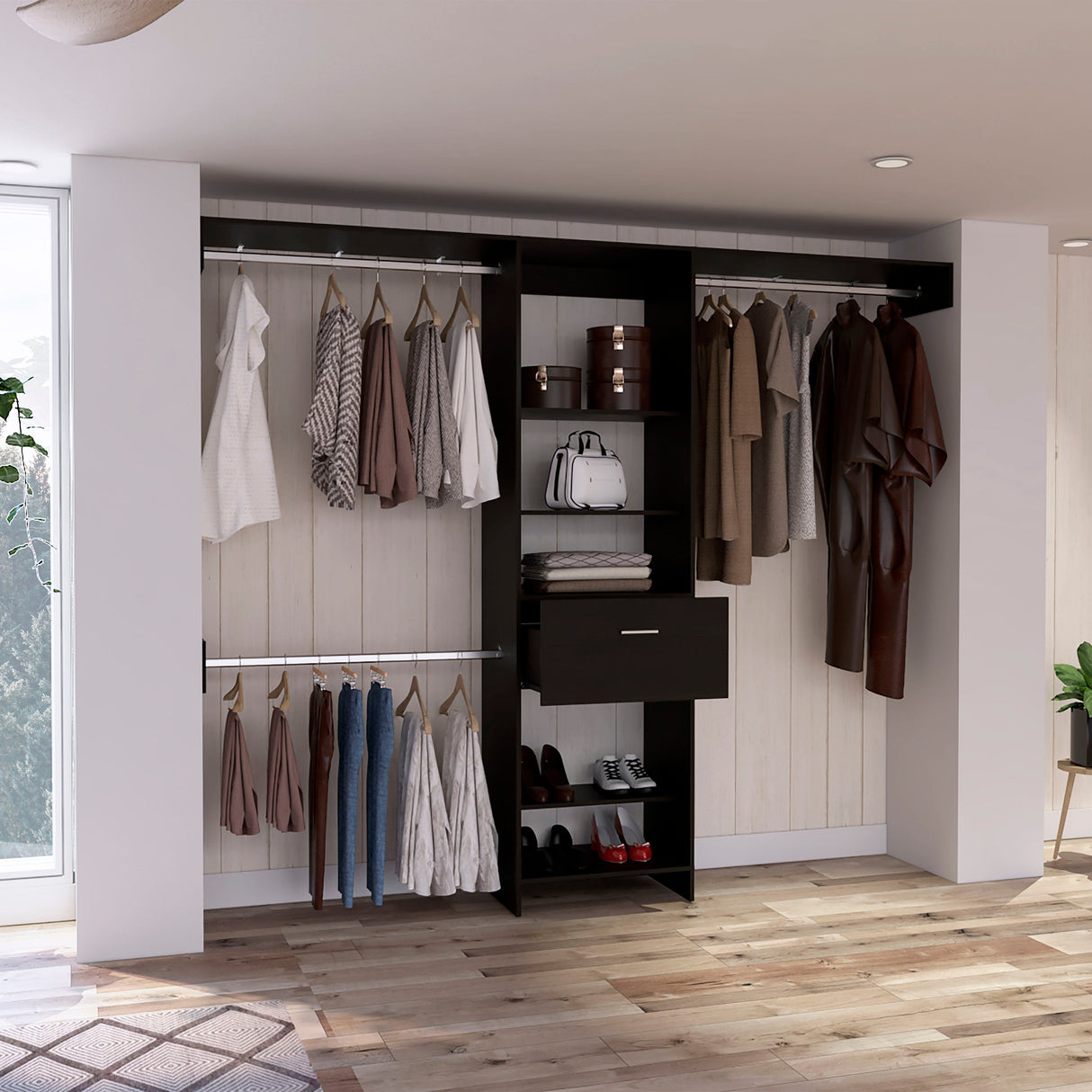 1-Drawer 4-Shelf Closet System in Wenge
