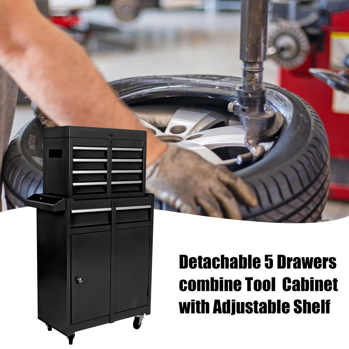 Rolling Tool Chest - 5-Drawer Tool Box Organizer