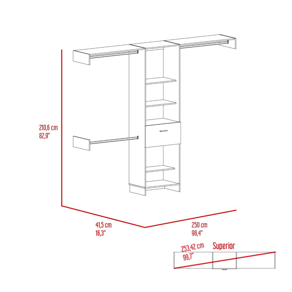 1-Drawer 4-Shelf Closet System in Wenge