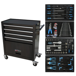 4-Drawer Rolling Tool Box with Tools for Garage and Workshop