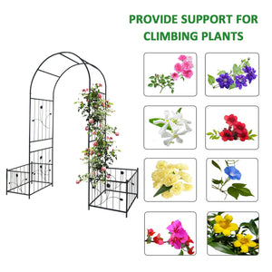 Metal Garden Arch with Two Plant Stands