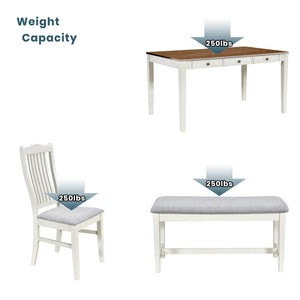 TOPMAX Mid-Century 6-Piece Wood Dining Table Set