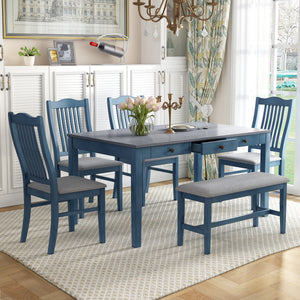 TOPMAX Mid-Century 6-Piece Wood Dining Table Set