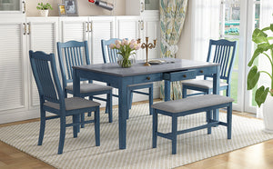 TOPMAX Mid-Century 6-Piece Wood Dining Table Set