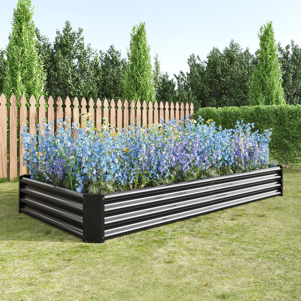 2PCS Galvanized Metal Raised Garden Pots & Planters