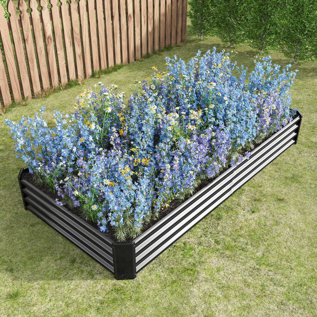 2PCS Galvanized Metal Raised Garden Pots & Planters