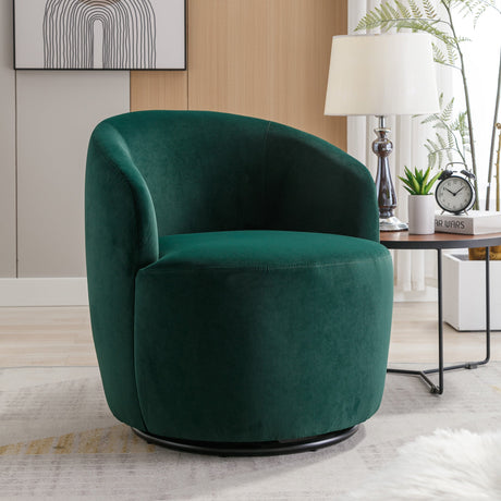 Velvet Fabric Swivel Barrel Accent Chair