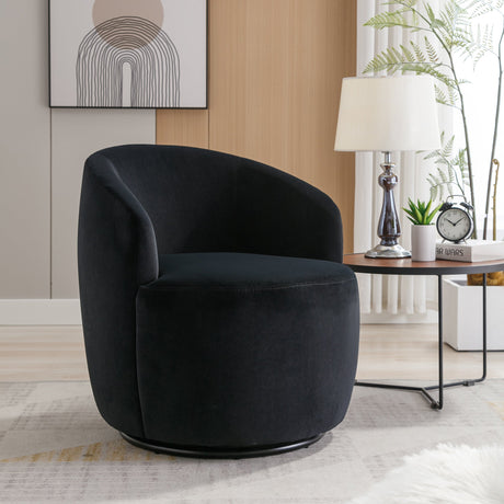 Velvet Fabric Swivel Barrel Accent Chair