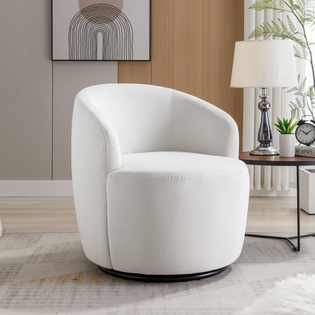 Velvet Fabric Swivel Barrel Accent Chair
