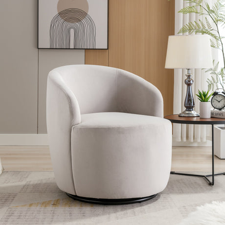 Velvet Fabric Swivel Barrel Accent Chair