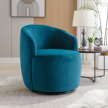 Velvet Fabric Swivel Barrel Accent Chair