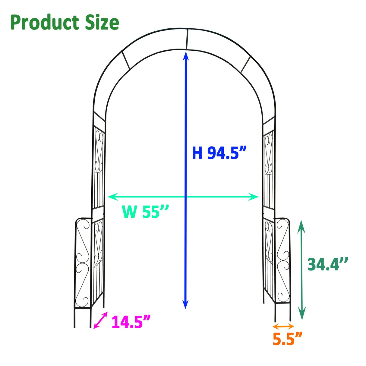 Metal Garden Arch W55'' x H94.5''